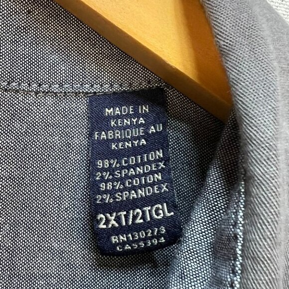 Wrangler Men’s Button Up Shirt Comfort Flex Size 2XT Gray Short Sleeve Pockets - Picture 4 of 11